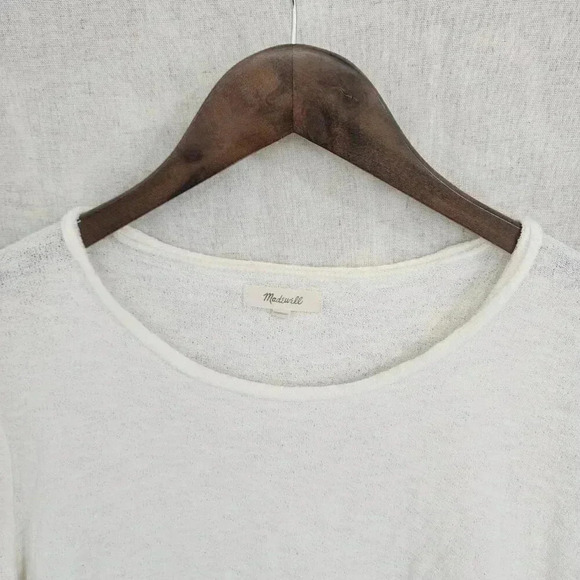 Madewell Scoop neck Short sleeve Tied Side Women's Shirt S Ivory  7993C - Picture 2 of 8